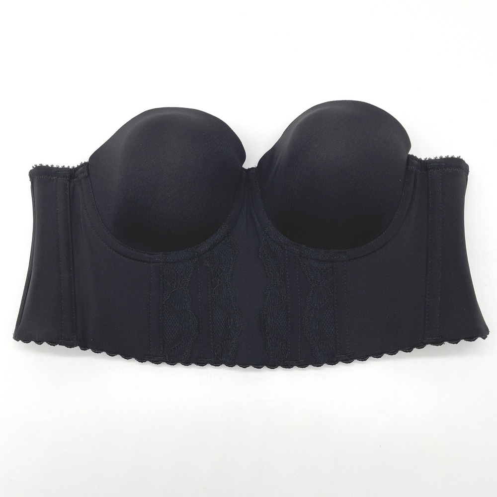 Parfait Elissa Longline Strapless Bra Women 32C Black Lace Support Chic‎ P50116